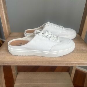 Susina Brynlee-Fab White Canva Mule Sneakers Casual Slip-On. W 7 Minimal Lace-Up